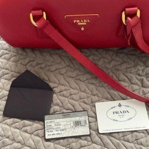 Stunning Prada Saffiano leather shoulder bag red